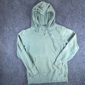 Salty Crew Hoodie Mens Medium Green Logo Fleece Lined Raw V-Neck Pullover Winter